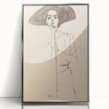 Timeless Art Deco Wall Art - Minimalist Woman in Large Hat Illustration