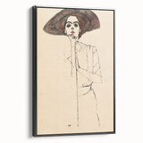Timeless Art Deco Wall Art - Minimalist Woman in Large Hat Illustration