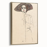 Timeless Art Deco Wall Art - Minimalist Woman in Large Hat Illustration