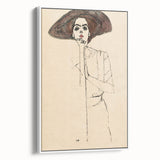 Timeless Art Deco Wall Art - Minimalist Woman in Large Hat Illustration