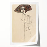 Timeless Art Deco Wall Art - Minimalist Woman in Large Hat Illustration