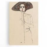 Timeless Art Deco Wall Art - Minimalist Woman in Large Hat Illustration