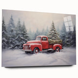 Vintage Red Truck & Christmas Tree – Christmas Canvas Art