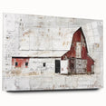 Landscape barn wall art displayed in a side view, showcasing vibrant colors and intricate details, held up with decorative pins on a sleek acrylic glass surface. Perfect for rustic home decor enthusiasts looking to enhance their space with a charming, nature-inspired piece.