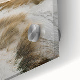 Close-up of a vibrant acrylic landscape artwork showcasing golden sand dunes under a bright blue sky, ideal for modern home decor and art enthusiasts.