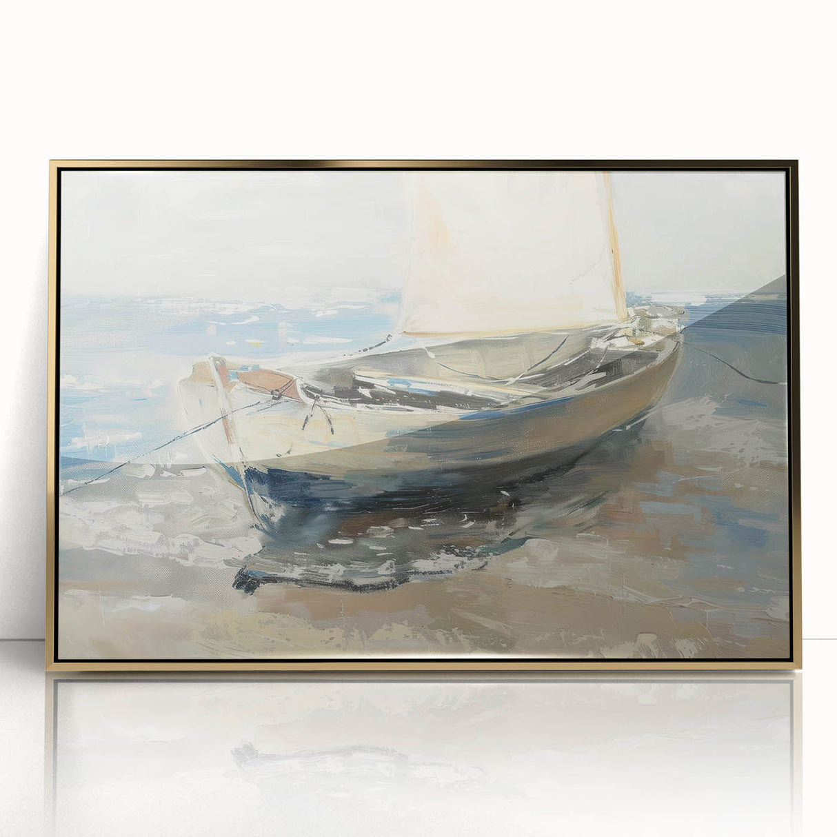 Framed acrylic landscape artwork in gold, showcasing vibrant colors and intricate details, ideal for modern home decor and art enthusiasts. Perfect for adding elegance to any room.