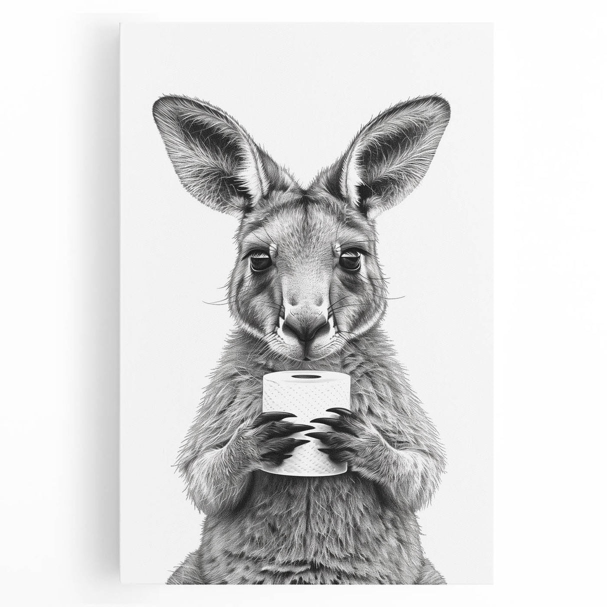 Kangaroo Bathroom Wall Art - Minimalist Black and White Decor