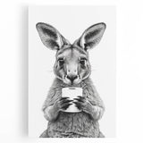 Kangaroo Bathroom Wall Art - Minimalist Black and White Decor
