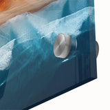 Large abstract wall art depicting the Namibian desert, in muted orange and brown tones on acrylic glass.