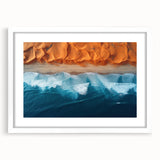 Extra large abstract art print of African scenery in textured style, with muted earth tones on a white framed canvas.