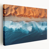 Large stretched canvas featuring a serene Namibian landscape in earth tones, ideal for kitchen wall art.