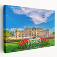 Scenic view of an Austrian village on stretched canvas, featuring muted earth tones, ideal for kitchen wall art.