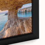 Black wall art depicting a textured European Cyprus landscape on a framed canvas, with vibrant color accents.