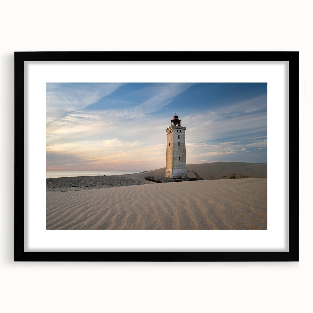 Extra large abstract art print of a colorful European scenery on a textured canvas, framed in black.