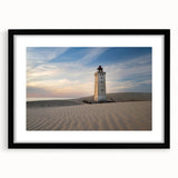 Extra large abstract art print of a colorful European scenery on a textured canvas, framed in black.
