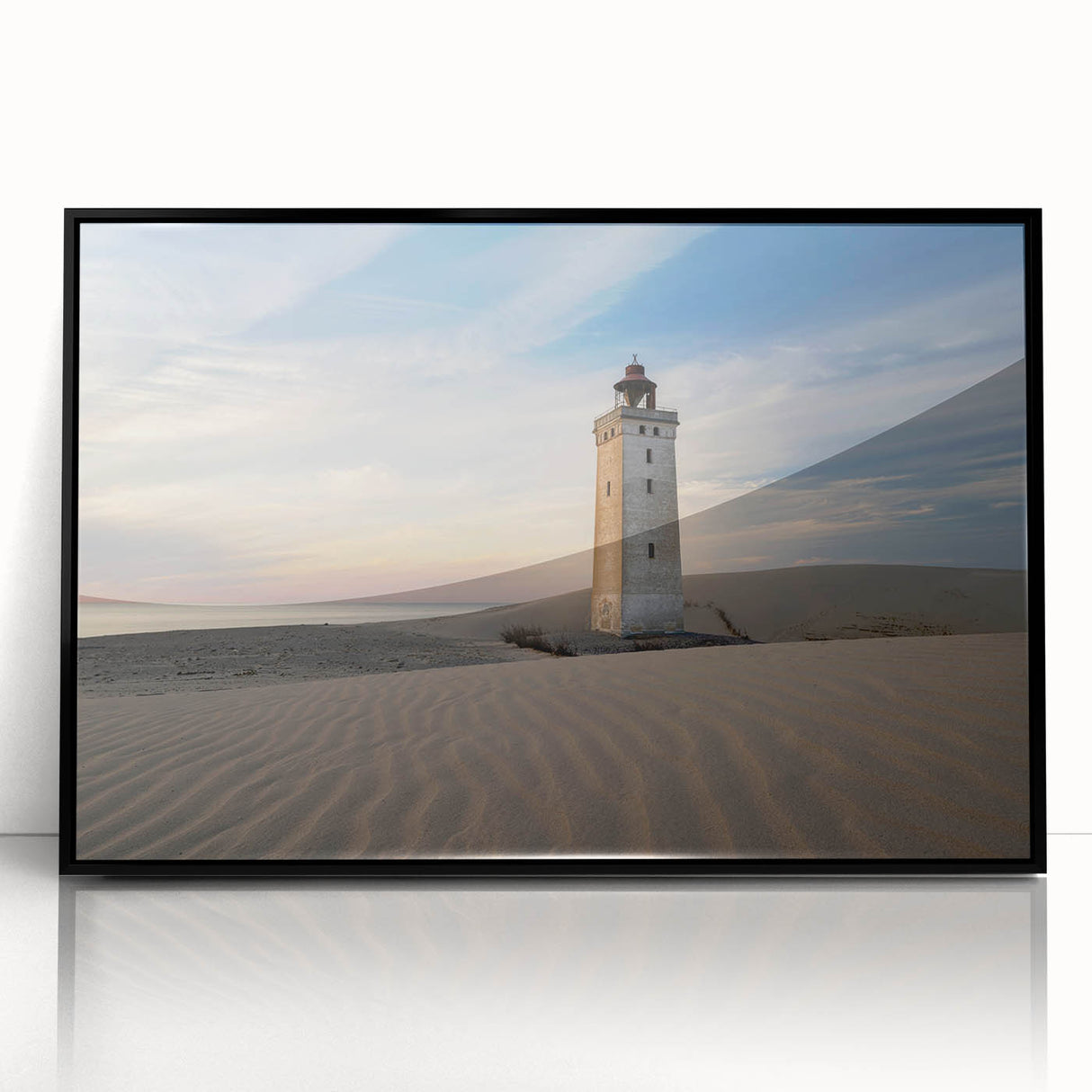 Large abstract wall art depicting a Danish landscape in muted earth tones on a framed acrylic.