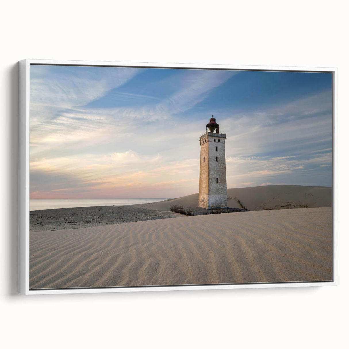 Extra large framed canvas of vintage poster art featuring colorful European Denmark scenery, suitable for living room.