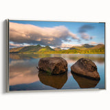 Landscape art painting of Cumbria, England, featuring muted earth tones on a framed canvas, ideal for living room decor.