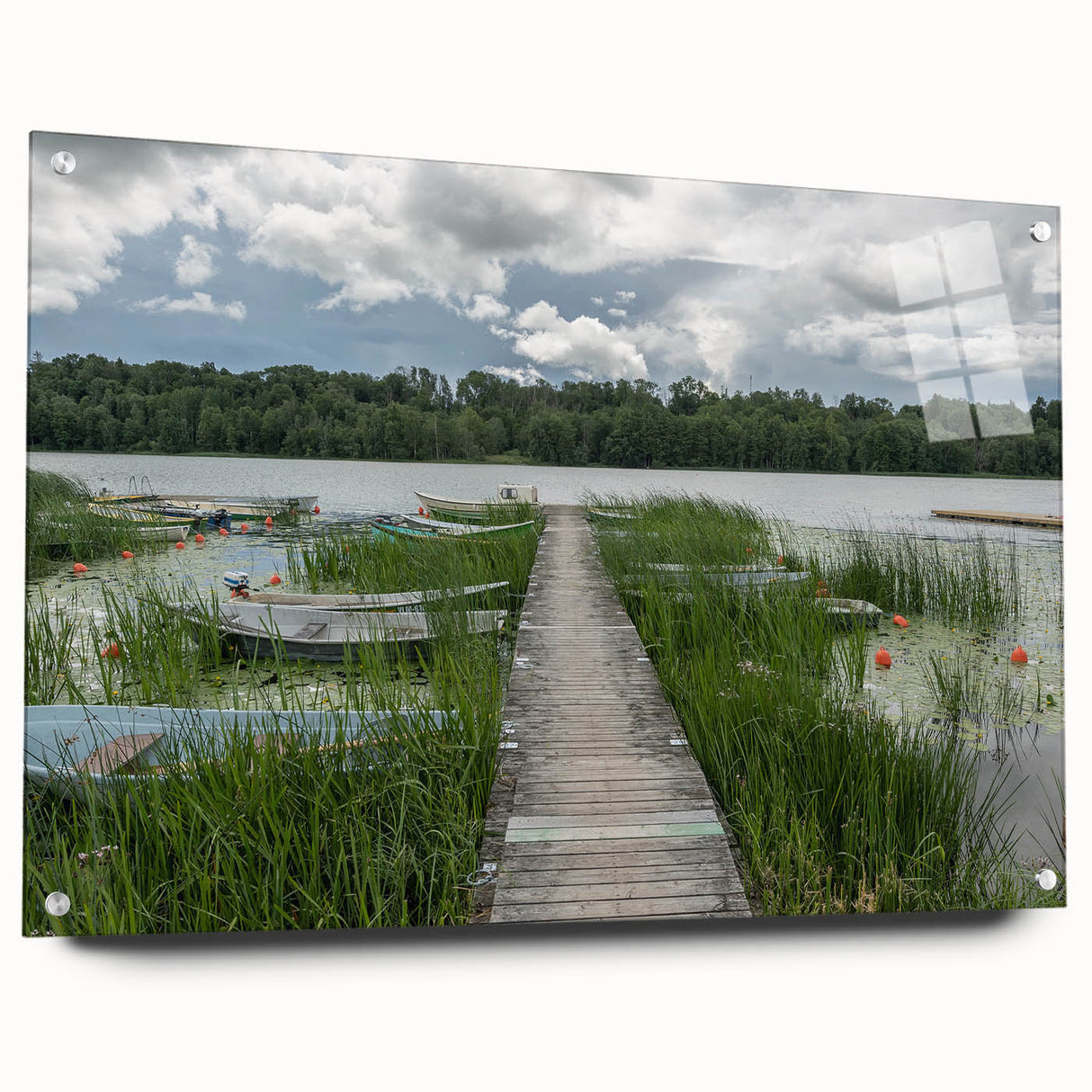 Acrylic print of a European landscape in muted earth tones, ideal for dining room decor.