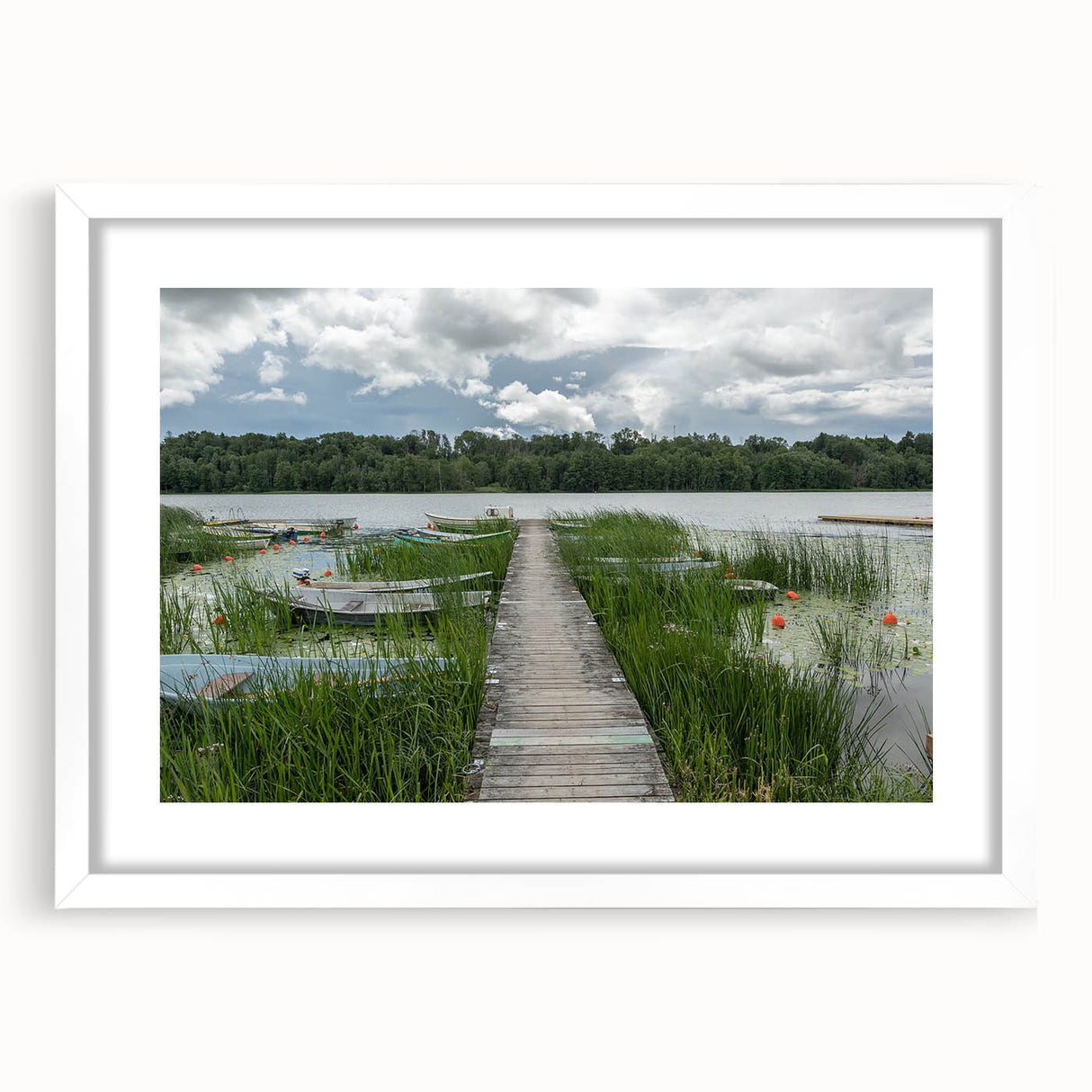 Textured abstract art print of a European scenery in muted earth tones on a framed white mat, ideal for bedroom art.