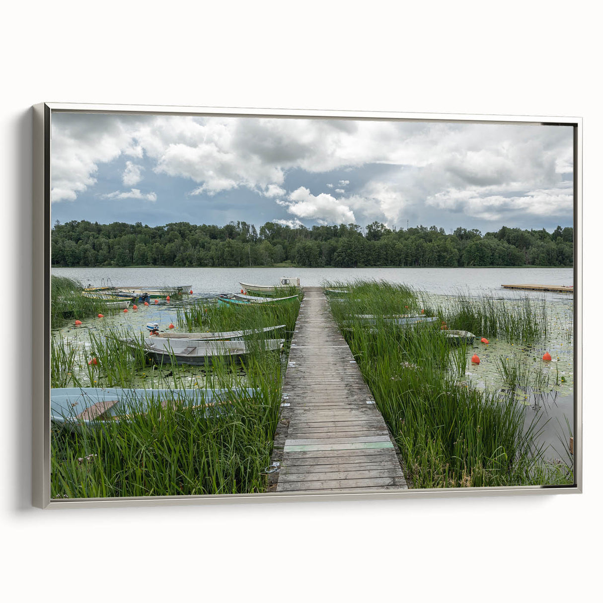 Landscape art painting of a European scenery in Estonia, featuring colorful art on black framed canvas.