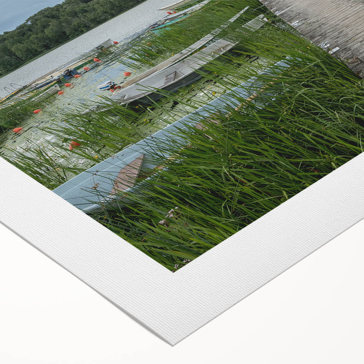 Art deco poster of a serene Estonian landscape in soft pastel hues, printed on rolled canvas, suitable for dining room decor.