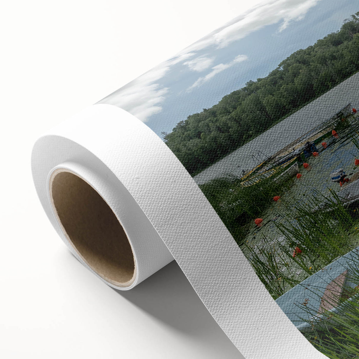 Art Deco style poster of a European Estonian scenery on rolled canvas, ideal for nursery wall art.