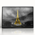 Large abstract wall art depicting the Paris skyline in muted gray and blue tones on a framed acrylic.