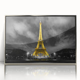 Large art print of Paris scenery in muted gray tones on framed acrylic, ideal for modern art wall decor.