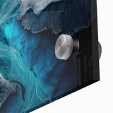 Large abstract wall art depicting a serene Icelandic landscape in muted earth tones on acrylic glass.