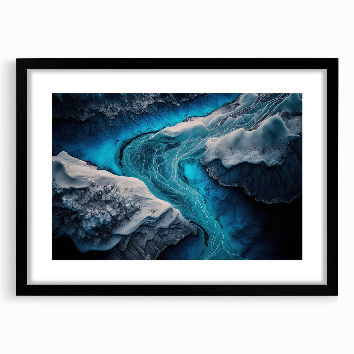 Extra large framed abstract print of a vibrant Icelandic landscape on textured canvas, ideal for living room decor.