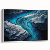 Vintage poster art of a scenic Icelandic landscape in muted earth tones on a large framed canvas.