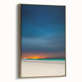 Framed canvas featuring a vintage-style landscape painting of Yucatán, Mexico with black and gold hues.