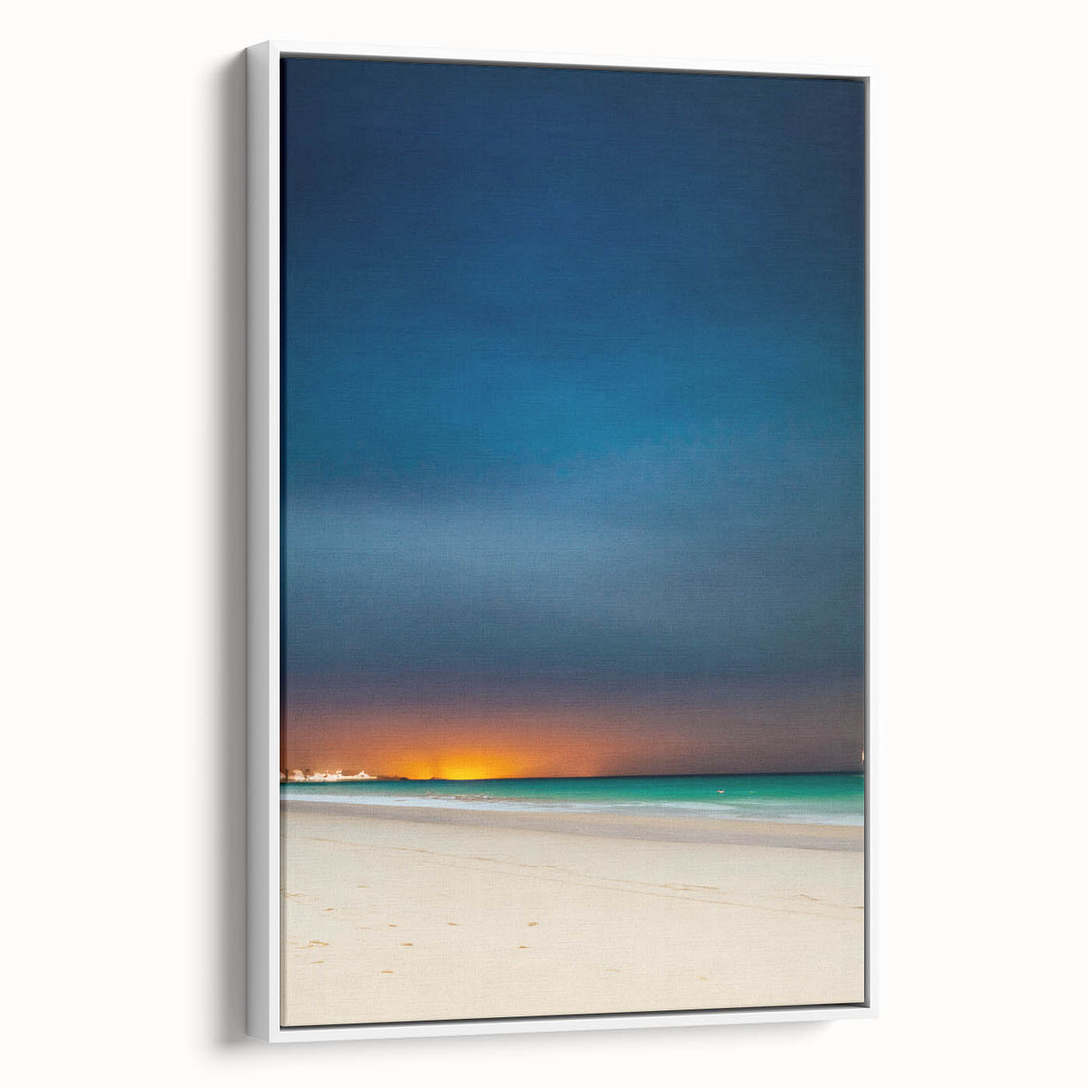 Framed canvas of a vintage poster art depicting Yucatan scenery in vibrant colors, ideal for living room decor.
