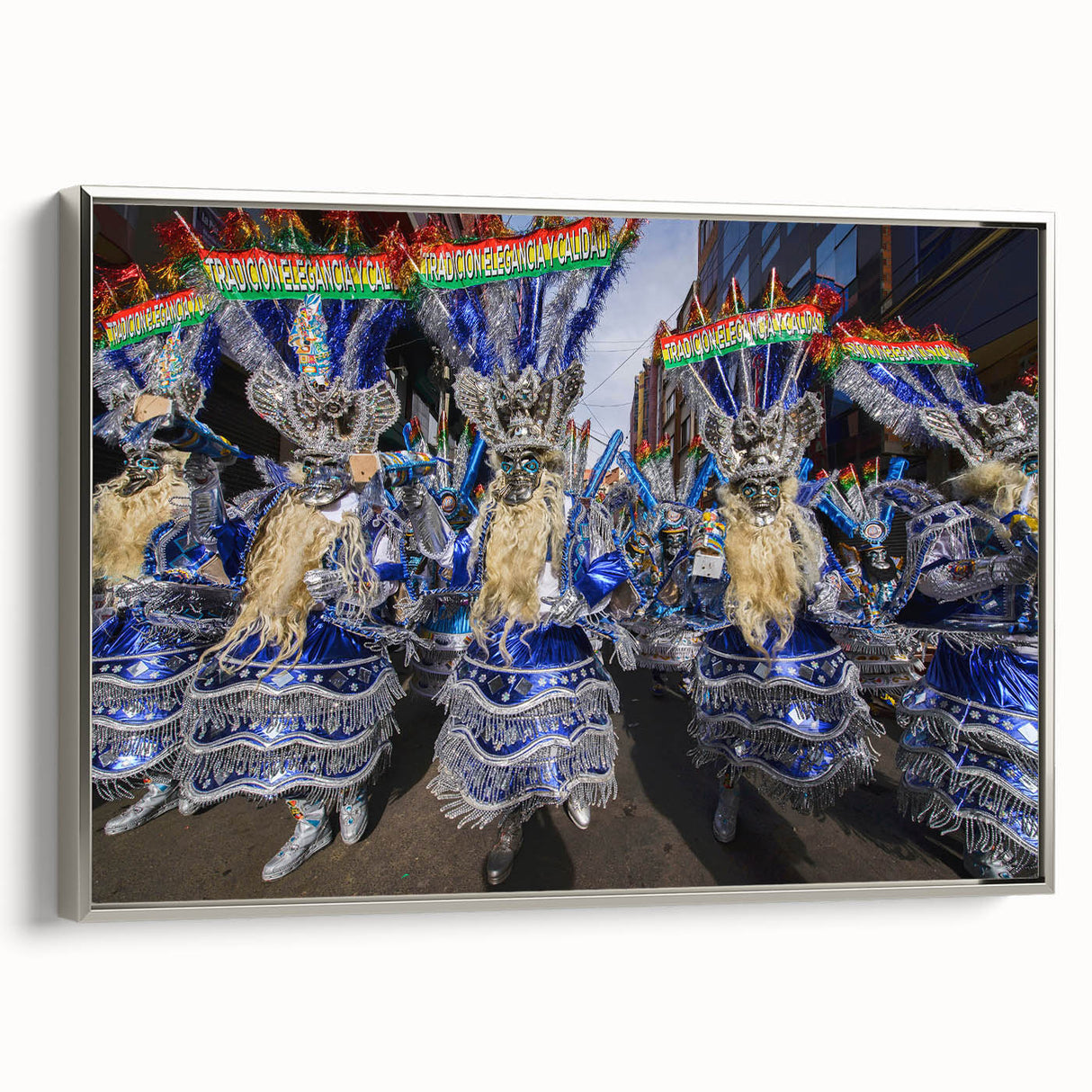 Landscape art painting of a Bolivian scenery on a framed canvas.