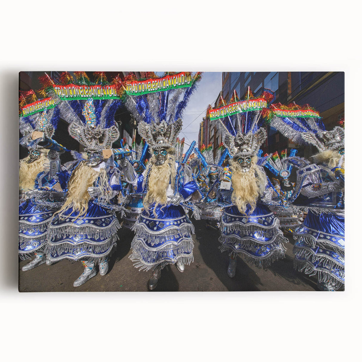 Black and white photograph of Bolivian landscape on stretched canvas, ideal for kitchen wall art.