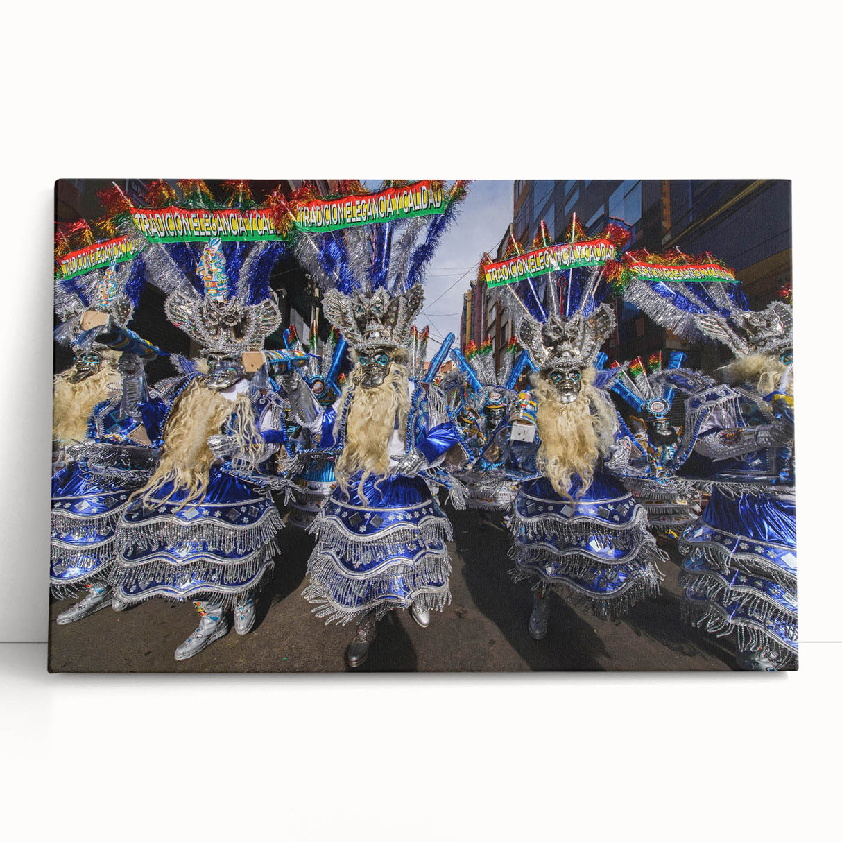 Black and white photograph of Bolivian landscape on stretched canvas, ideal for kitchen wall art.