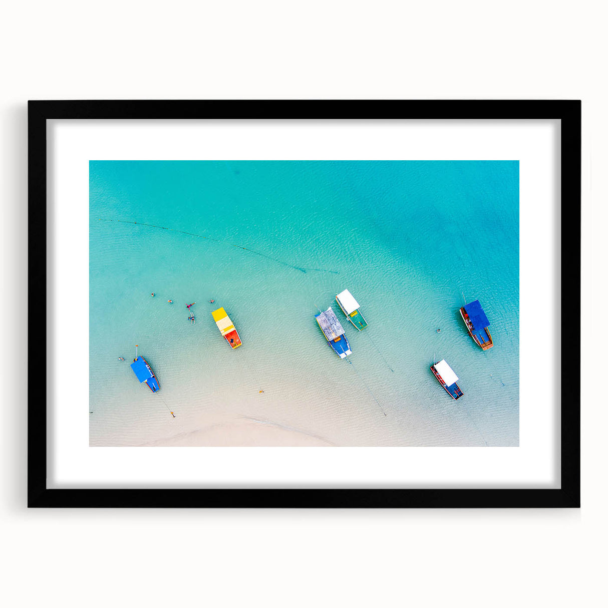 Extra large abstract art print featuring a colorful, textured depiction of a Brazilian landscape on a framed black mat.