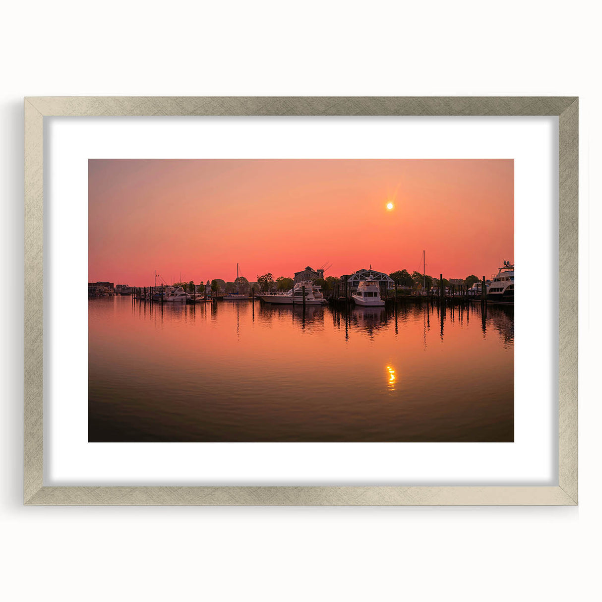 Textured abstract art print of Connecticut scenery in muted earth tones, framed in silver, ideal for bedroom art.