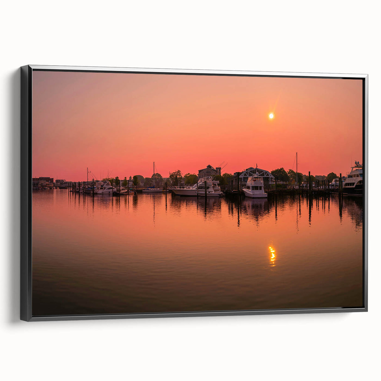 Black and white landscape art painting of Connecticut scenery on framed canvas, suitable for bedroom decor.