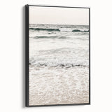 Black and white vintage poster art on framed canvas, depicting a serene landscape, ideal for bedroom wall decor.