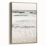 Framed canvas featuring a vintage poster-style landscape painting with muted earth tones, ideal for bedroom wall art.