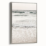 Landscape art painting of a summer scene on framed canvas, featuring vibrant colors with a black vintage poster style.