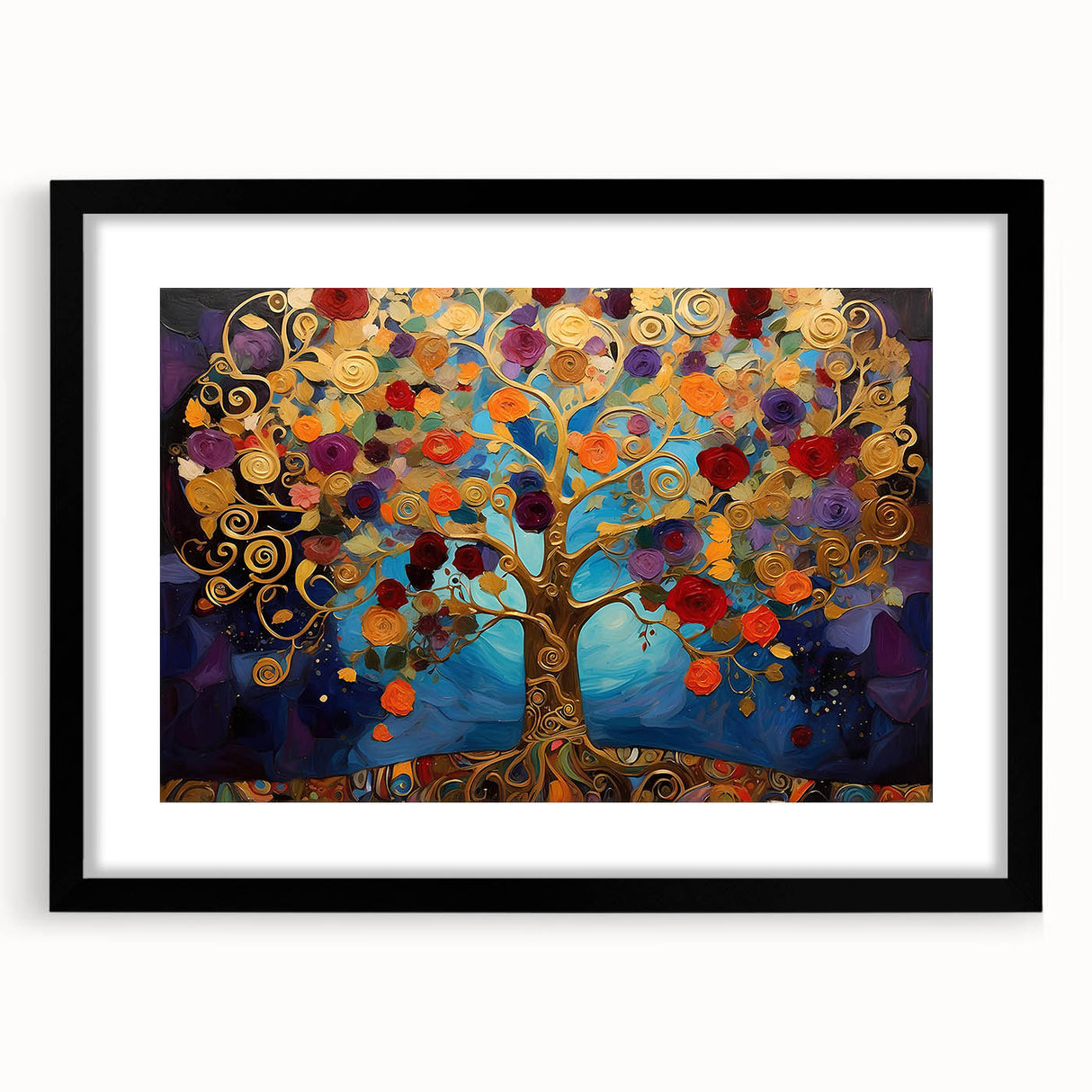 Golden Tree of Life Wall Art - Vibrant Modern Canvas for Living Room