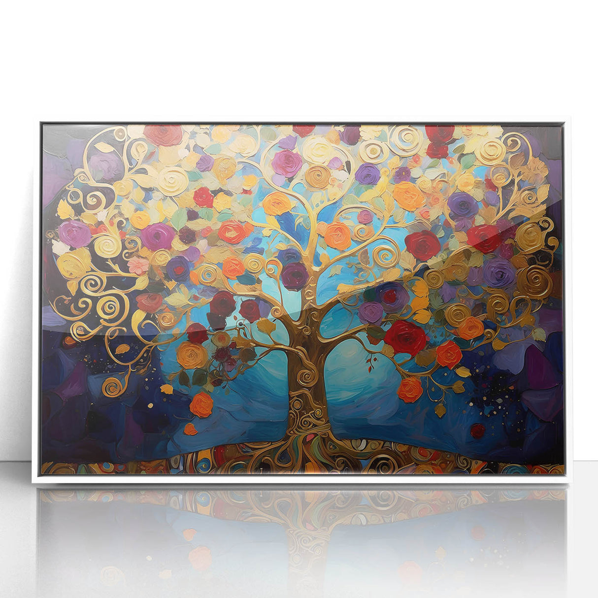 Golden Tree of Life Wall Art - Vibrant Modern Canvas for Living Room