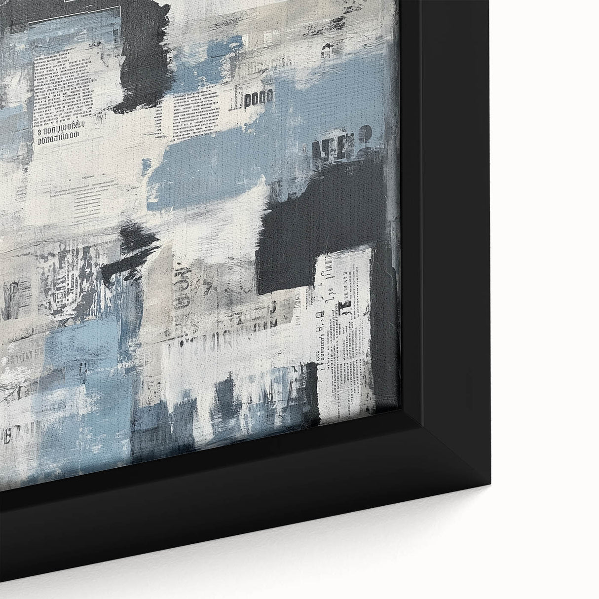 Geometric Abstract Wall Decor – Blue, Black & Urban Texture Collage