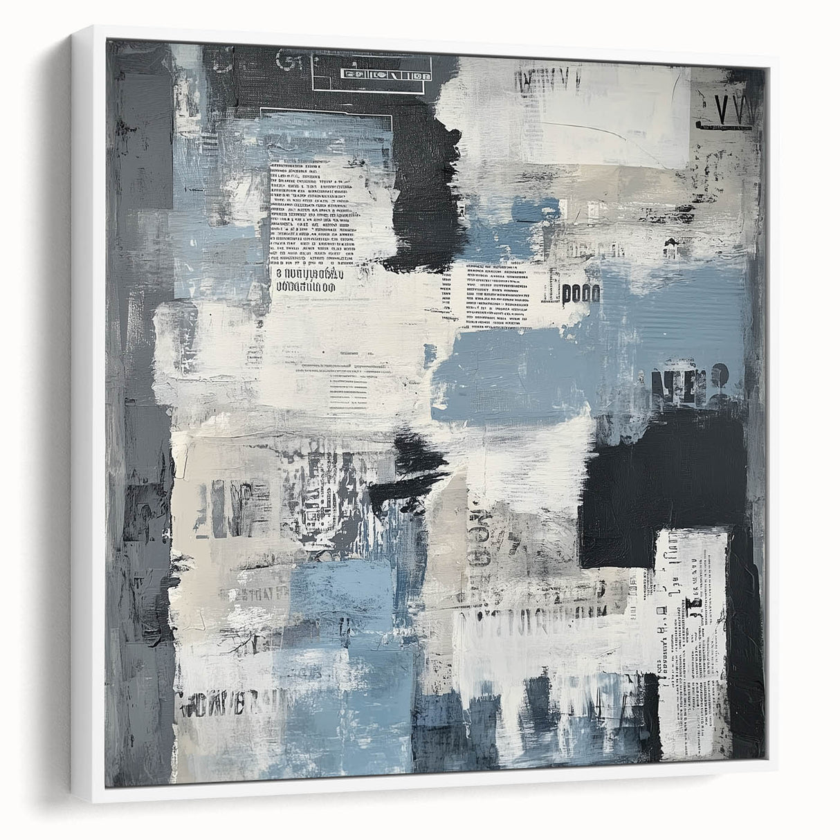 Geometric Abstract Wall Decor – Blue, Black & Urban Texture Collage