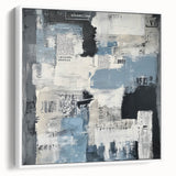 Geometric Abstract Wall Decor – Blue, Black & Urban Texture Collage