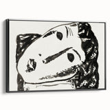 Abstract Expressionist Face Illustration – Monochrome Wall Art