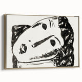 Abstract Expressionist Face Illustration – Monochrome Wall Art